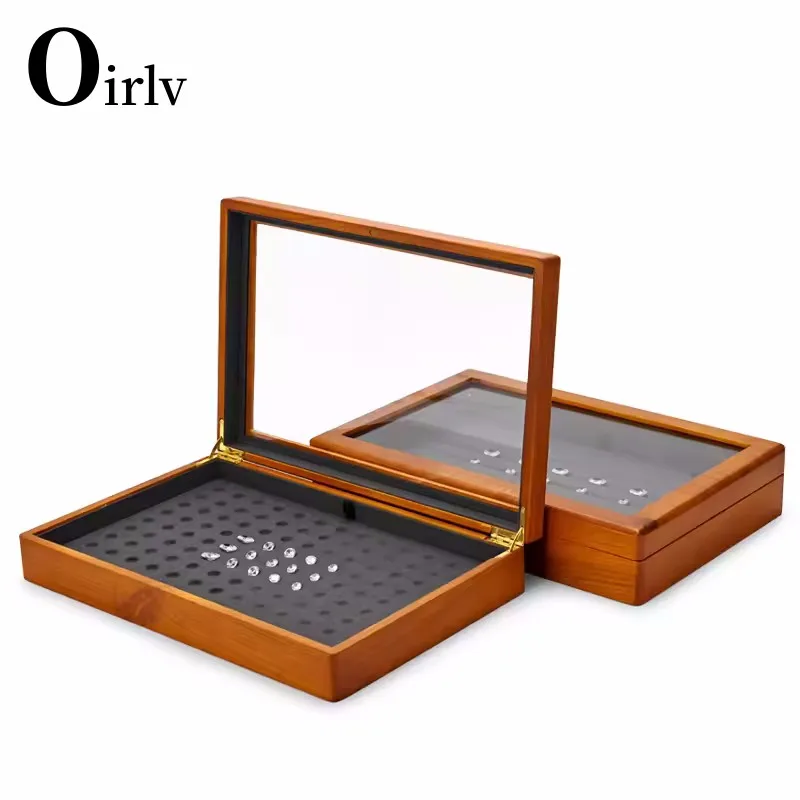 

Oirlv Wooden Multi-function Jewelry Organizer Box Wooden Ring Display Trays Bracelet Storagecase with Microfiber Ladies Gift