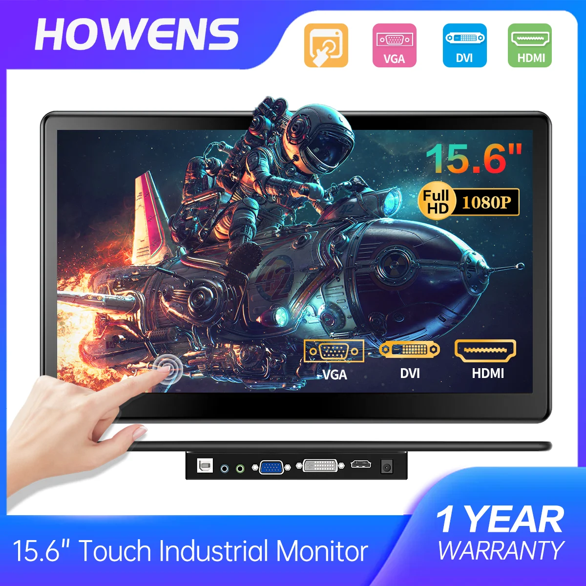 

15.6 inch Touch Monitor Display 1080P FHD 1920*1080 Laptop Second Monitors Screen Support VGA USB AV HDMI Type-C USB VESA