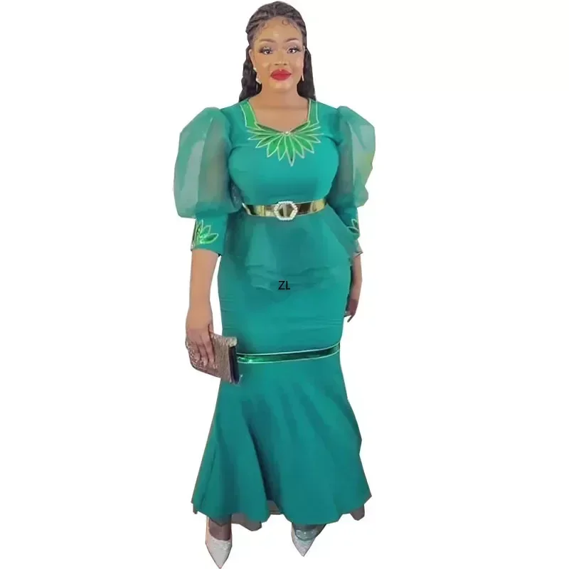 

African Clothing Outfits 2 Piece African Cothes for Women Elegant Dashiki African Long Sleeve Elegant Top Skirt Matching Sets