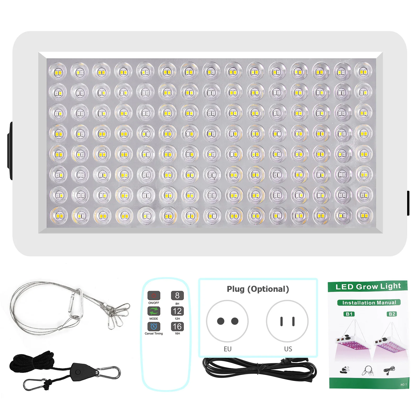 실내 식물용 LED 성장 조명, 풀 스펙트럼, 3 가지 모드, 8H, 12H, 16H 타이머, 리모컨 식물 조명, 모종 시작