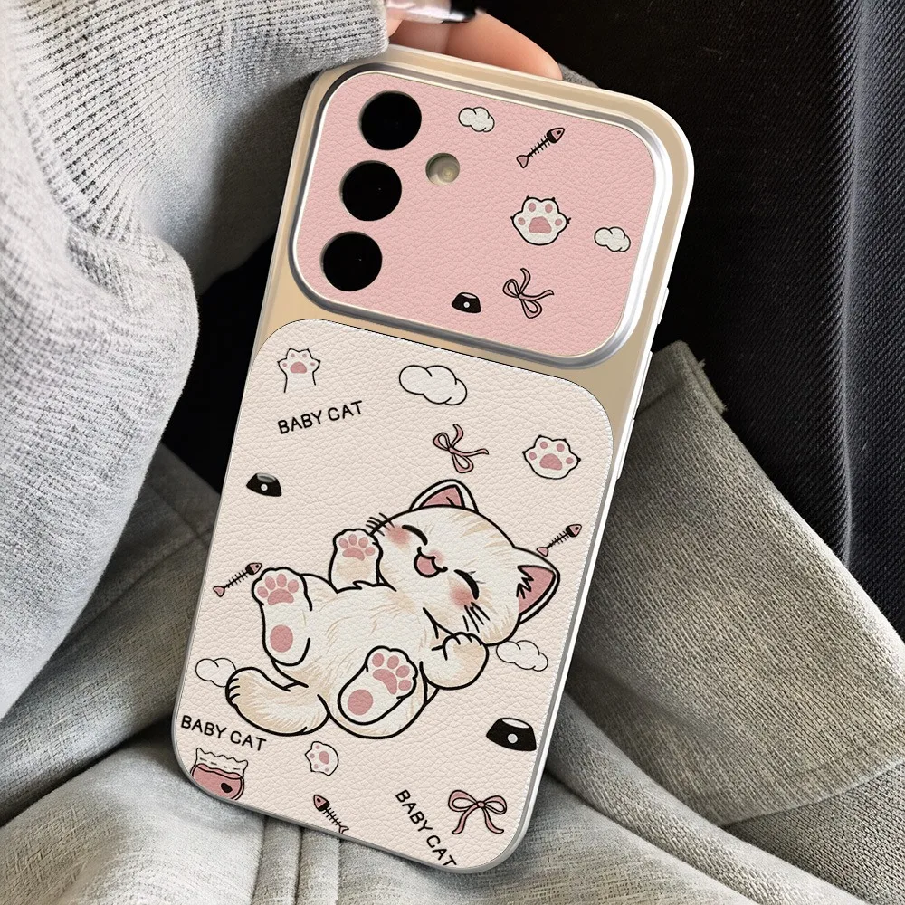 Cute Cartoon Pink Paw Polka Dots Cat Phone Case Cover