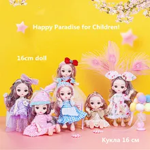 

2PCS Doll for Girl Toy BJD 16cm Doll 13 Movable Joints 1/12 Cute Face Shape 3D Eyes Fashion Dolls with Clothes Dress Up DIY Toy