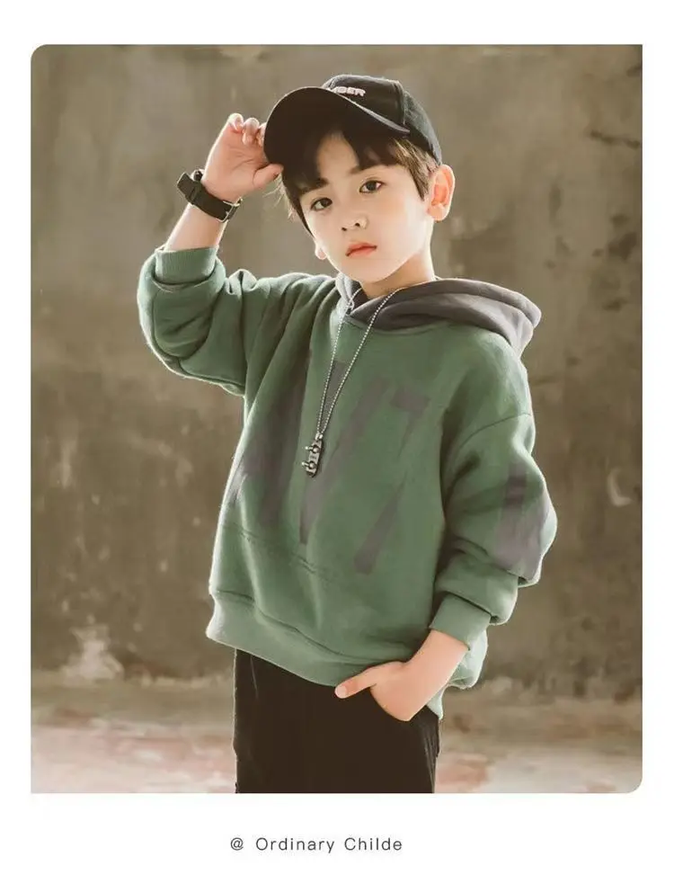 Kids Warm Fleece Hoodies Sweatshirt Todder Teens Cotton Bear Spring Hooded Sweatwear Clothes Pullover Outwear Top