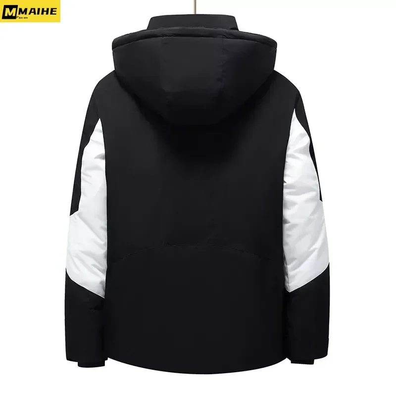 Winter Patchwork Puffer Jacket Men's Thicken Warm Down Jackets 2022 Outdoor Mens Windproof White Duck Down Parka Coat Outfits