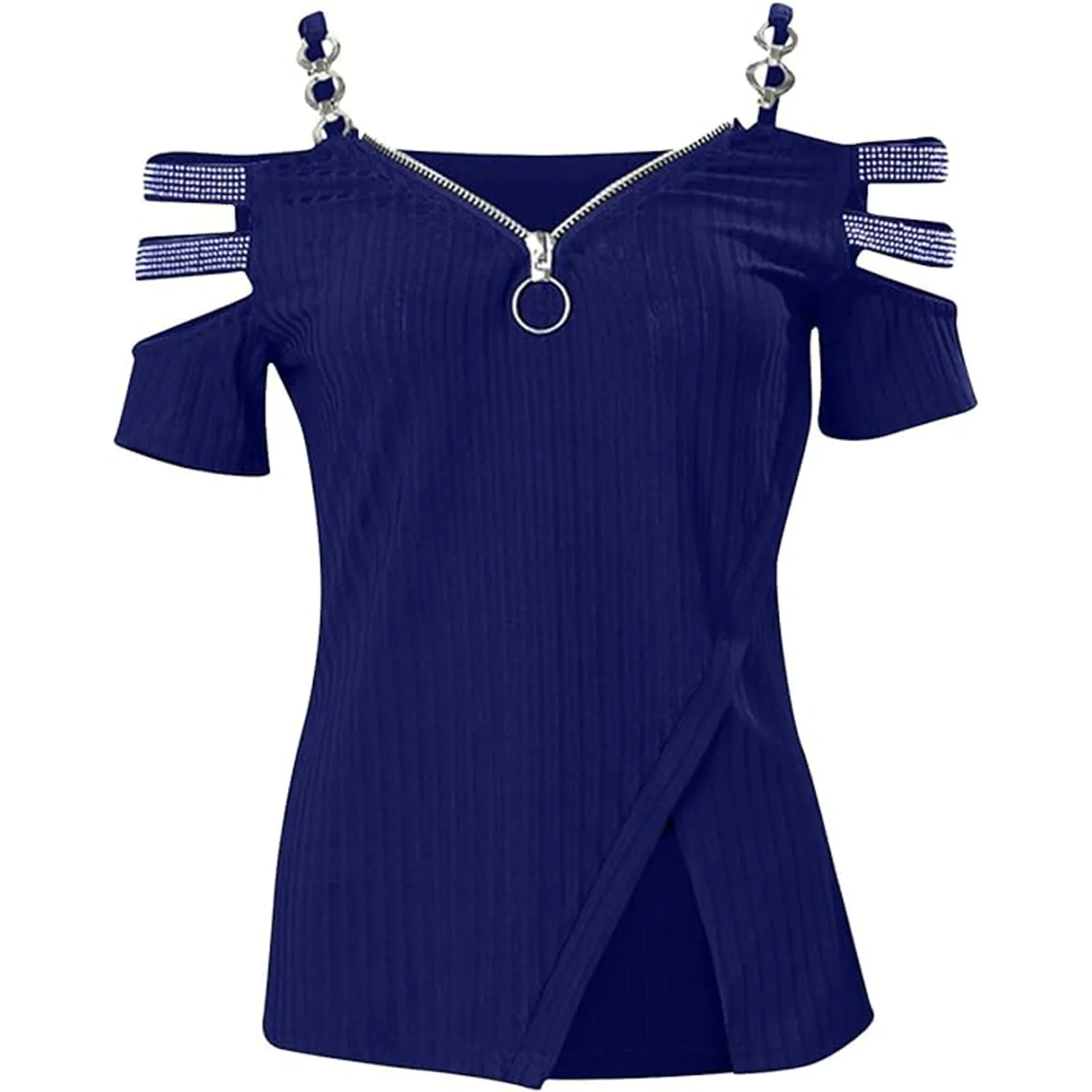 

Women Sexy Asymmetrical Hem Shirts Breathable Slim Fit T-shirt for Waking Camping Hiking Wear