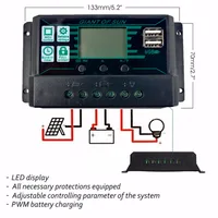 Contrôleur de Charge solaire 100A PWM, écran LCD 12V/24V, double USB 5V, panneau de sortie, régulateur de batterie Intelligent 4