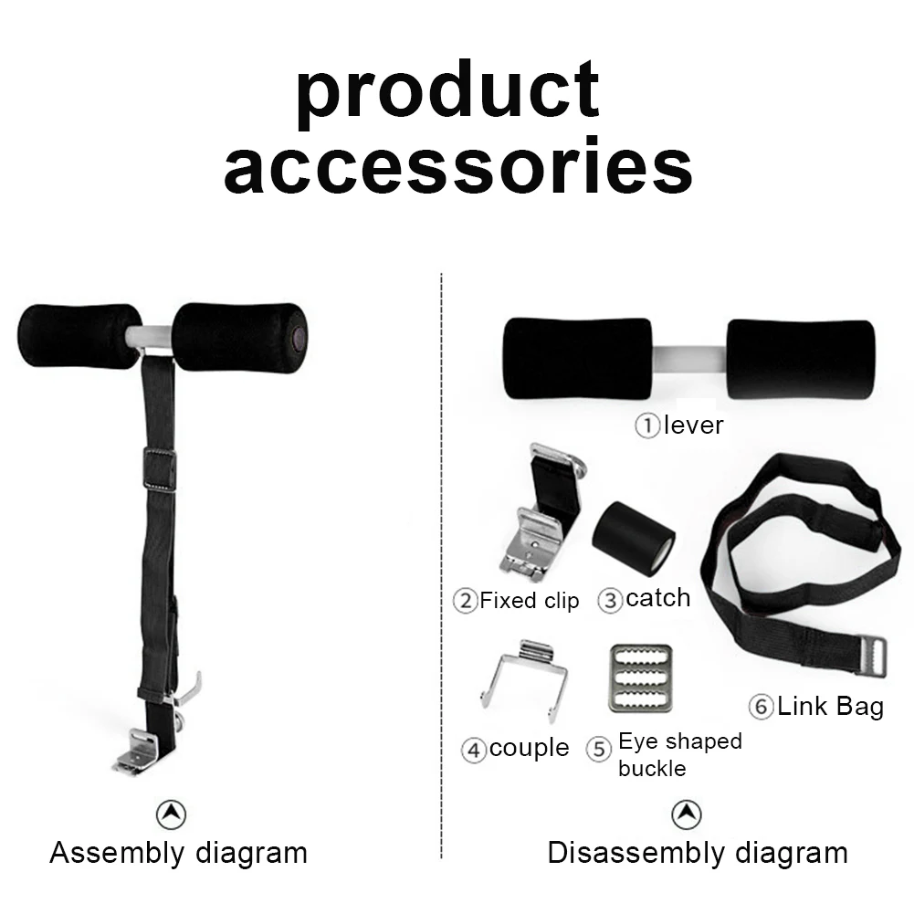Nordic Hamstring Curl Strap Adjustable Situp Foot Holder Sit Up Exercise Bar for Hamstring Curls Ab Workout for Home Gym