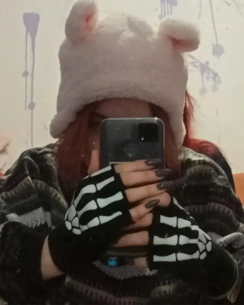 Halloween Skull Gloves Lightweight Half Finger Skeleton Cycling Gloves Costume Cosplay Equipment Accessories for Men Women