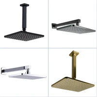 เหนือศีรษะชุดสแควร์ ABS Chrome/Matt สีดำ/แปรงทอง/โลหะสีเทาพลาสติกฝักบัวสแตนเลสติดผนัง/เพดาน 1