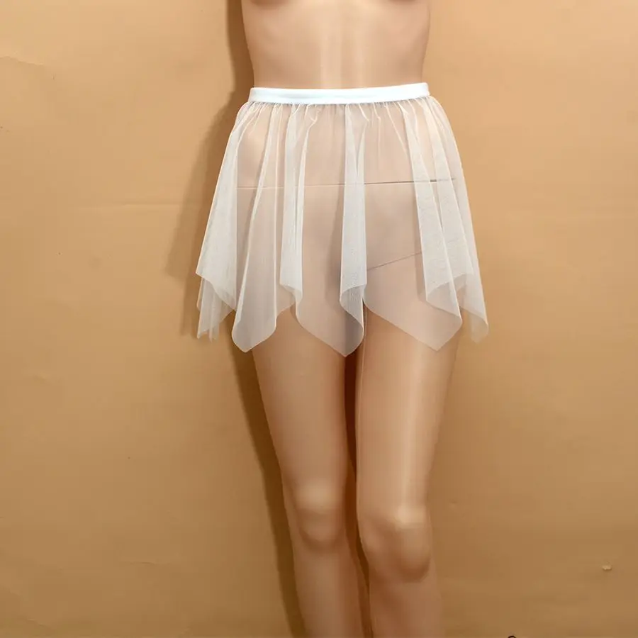 Women Transparent Mesh Skirt Ultra-thin Perspective Ultra-short Irregular One-Layer Gauze Half-Length Skirt Nightclub Clothes 2