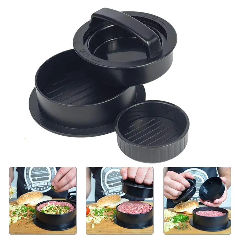 Non Stick Stuffed Hamburger Press Patty 3 in 1 Slider Making Tools for Burgers Meat Sliders Beef Regular Burger Grilling BBQ