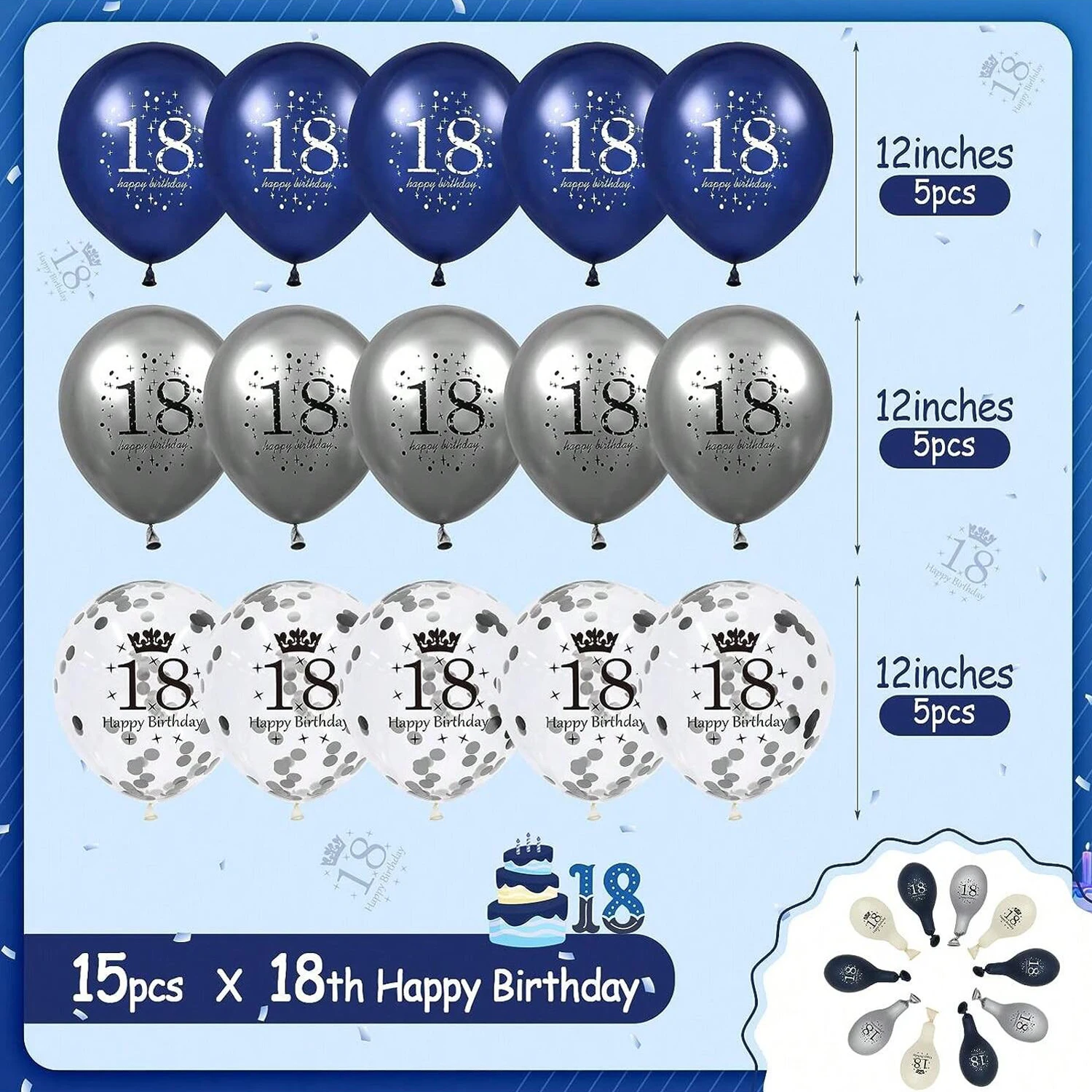15 Stück 12 Zoll Latexballons für 18., 21., 30., 40., 50., 60., 70., 80. Geburtstag, Jubiläumsdekoration für Innen- und Außenbereich – Detail 7