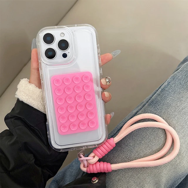 Suction Cup Airbag With Lanyard Phone Case For iPhone