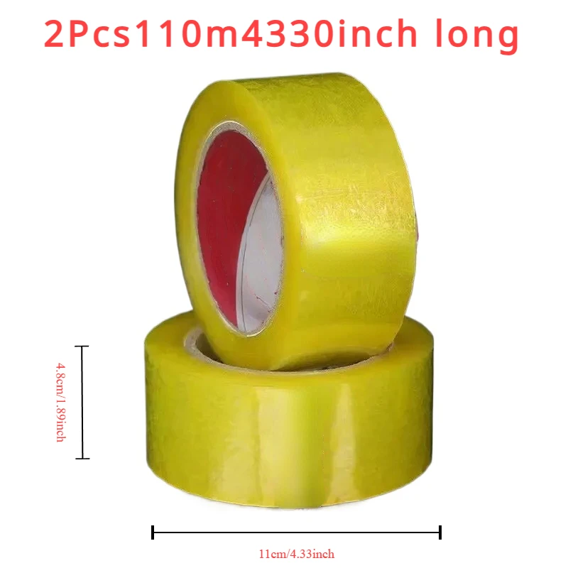 투명 노란색, 투명 흰색 테이프 대형 롤 및 두꺼운 상자 밀봉의 급속 포장용 48mm * 110M (2Pcs)