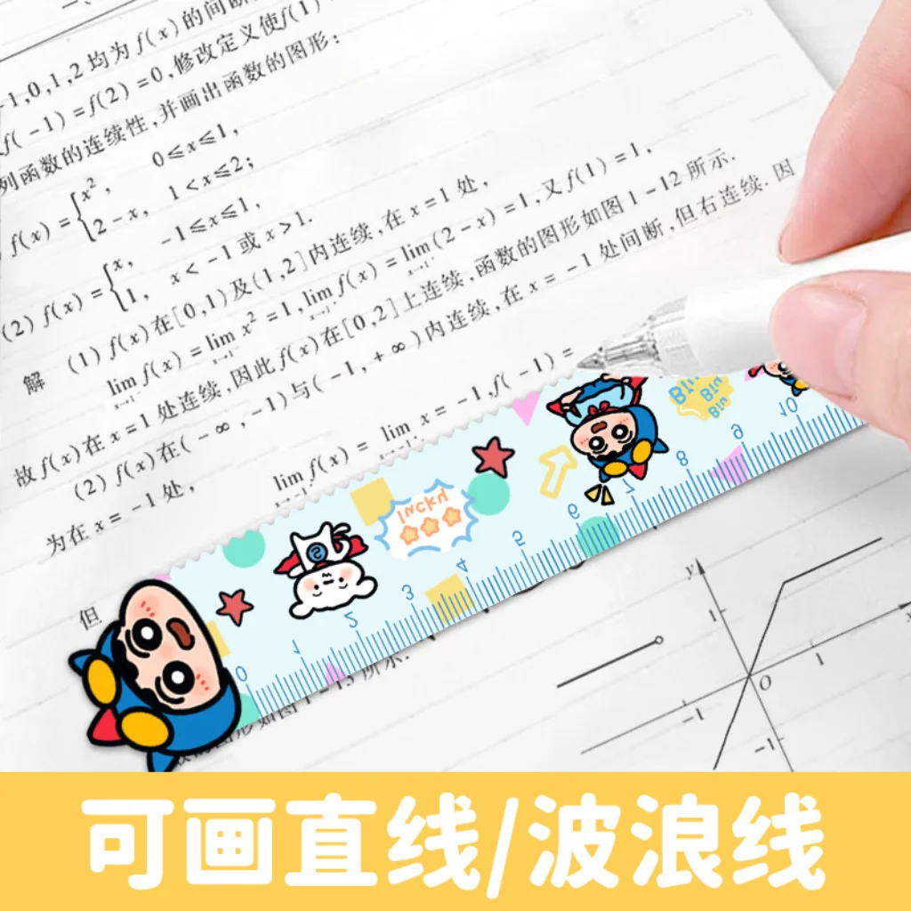 Righello da 15 cm di Crayon Shin-chan per Studenti, Ufficio, Scuola, Forniture per Disegno, Righello Ondulato, Personaggi Anime, Giocattoli in Acrilico - immagine 3