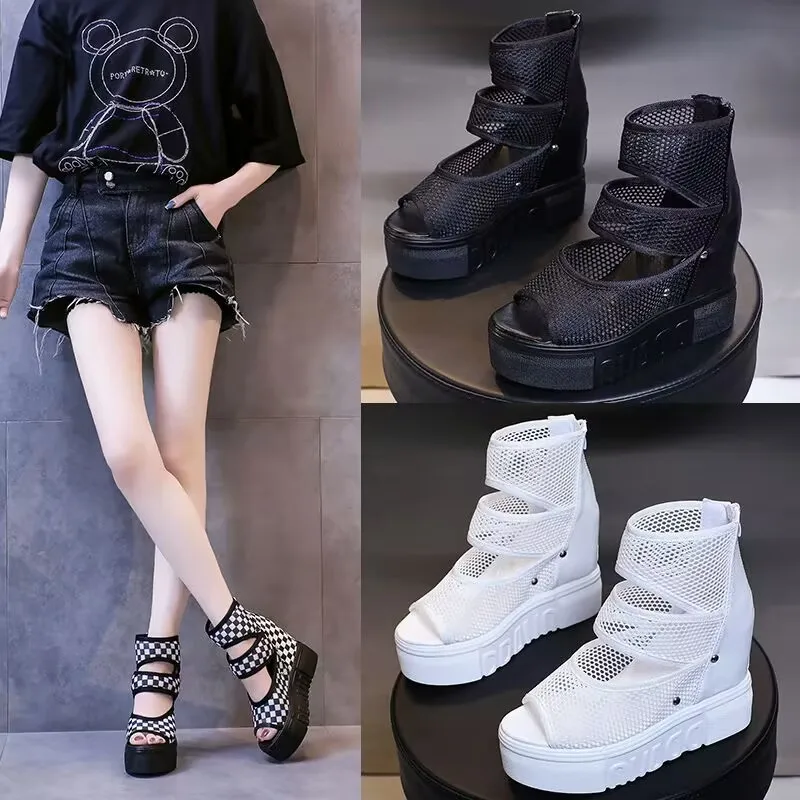 

Summer Fashion Mesh Peep Toe Platform High Heel Women Sandals Sexy Party Dress Women's Wedges Sandals zapatos de verano mujer