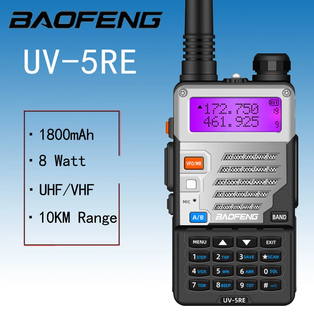 

Baofeng UV-5RE Original Walkie Talkie Dual Band Mobile Ham Radio Handheld Walkie Talkie 5W Long Range Interphone