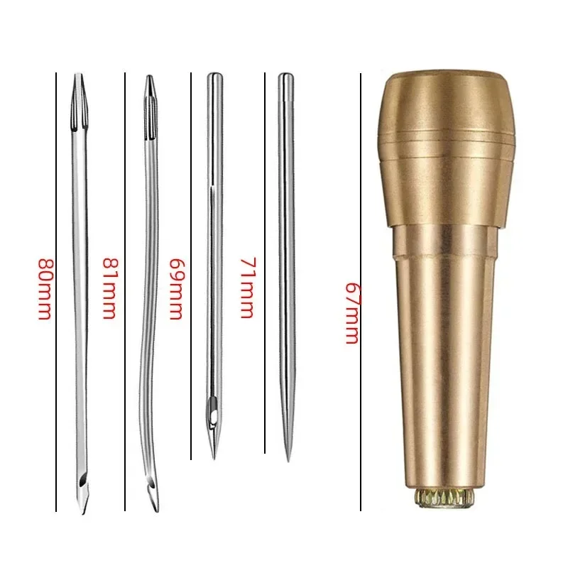 Leather Craft Tool Kit Leather Sewing Kit DIY Leather Sewing Awl Needle Copper Handle Set Canvas Tent Shoes Repairing Tool Nylon Thread