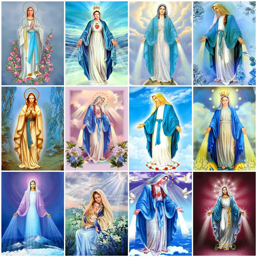 Diamond Painting Religion Hot Sale Full Square Embroidery Portrait Mosaic Art Kits Virgin Mary Handmade Hobby |