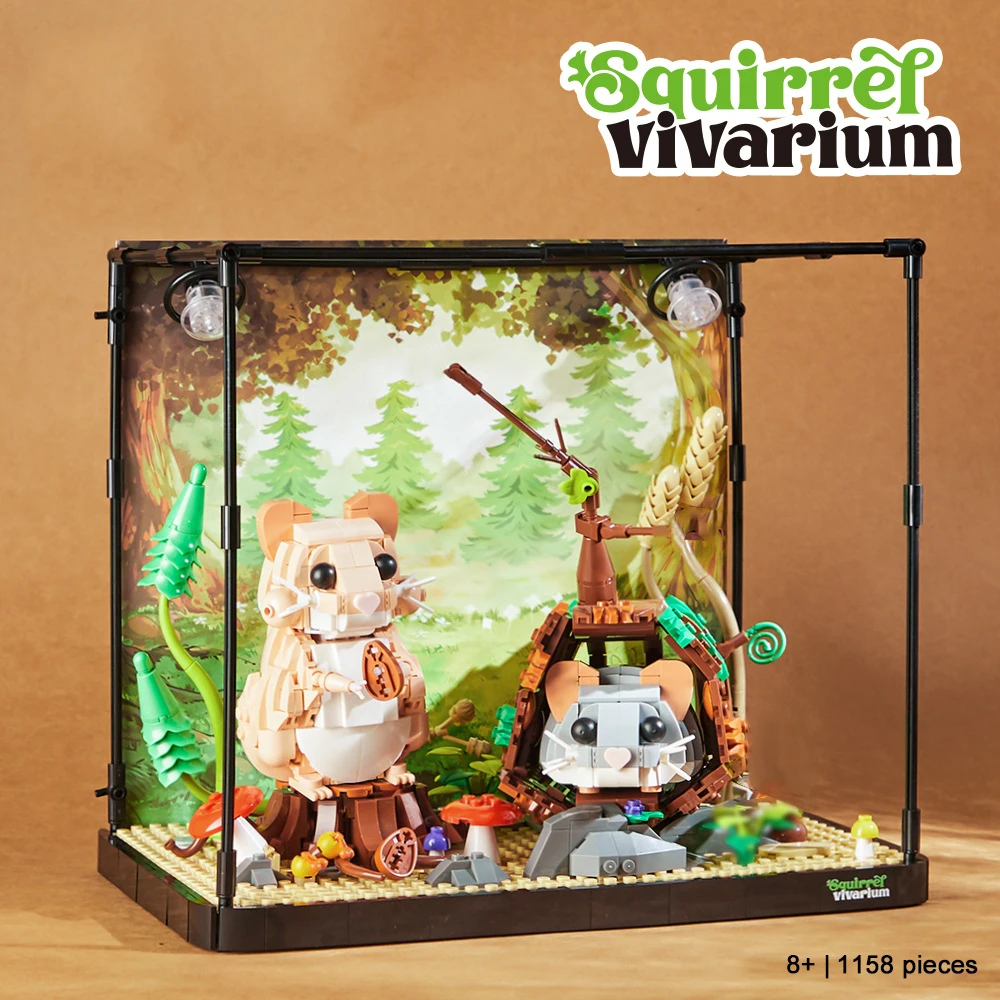 Terrarium Hamster Animal Model Building Block Brick Boy Assembly Construction Toy For Children Kid DIY Game Home Desk Decor