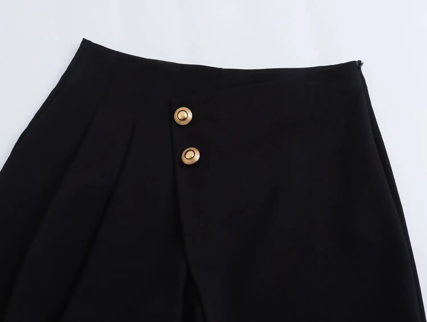 Dave&Di 2024 Autumn New Ladies French Ladies Asymmetric Fashion Culottes Bermuda Women Shorts