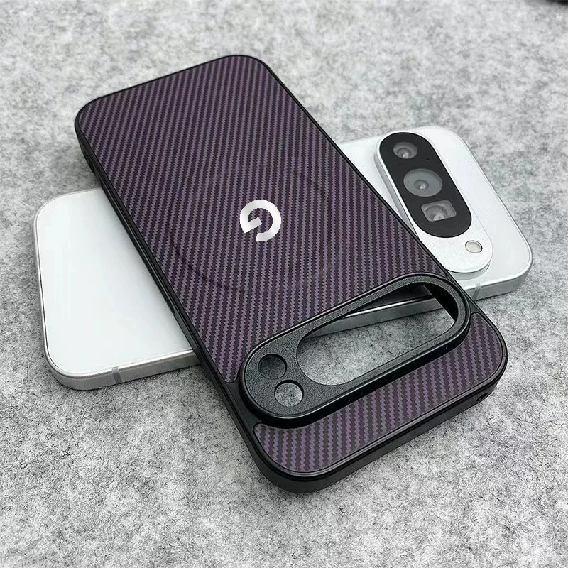Premium Carbon Fiber Leather Magnetic Case with Wireless Charging and Shockproof Protection