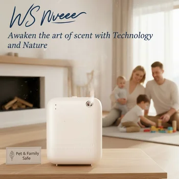 เครื่องกระจายกลิ่นหอมไร้น้ำสำหรับบ้านและสำนักงาน ครอบคลุมพื้นที่ขนาดใหญ่ 1200 ตร.ฟุต ขวด 150 มล. เครื่องกระจายกลิ่นในบ้าน สีขาว/ดำ 1