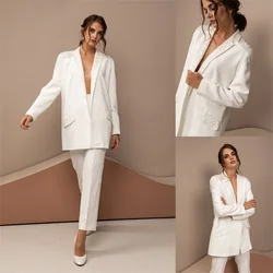 Pearls Women Suits Pant Set Loose Blazer+Trousers Wedding Tuxedo Evening Guest Luxury Prom Dress Formal Party Gown Costume