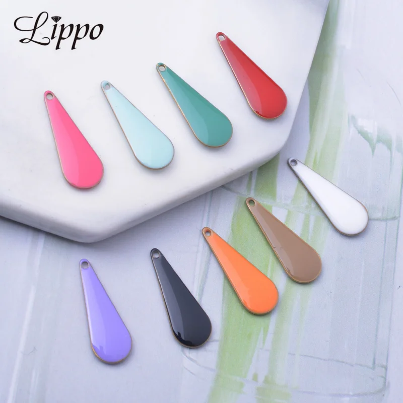 

30pcs Copper Enamel Water drop Charms Two-sided Enamelled Pendant DIY Jewelry Earring Making