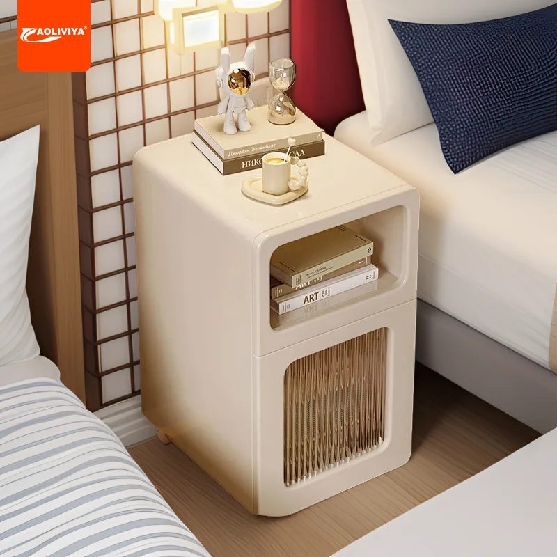 

Aoliviya Extremely Narrow Bedside Table Small Cream Style Bedroom and Household Solid Wood Bedside Cabinet Storage Modern Simple