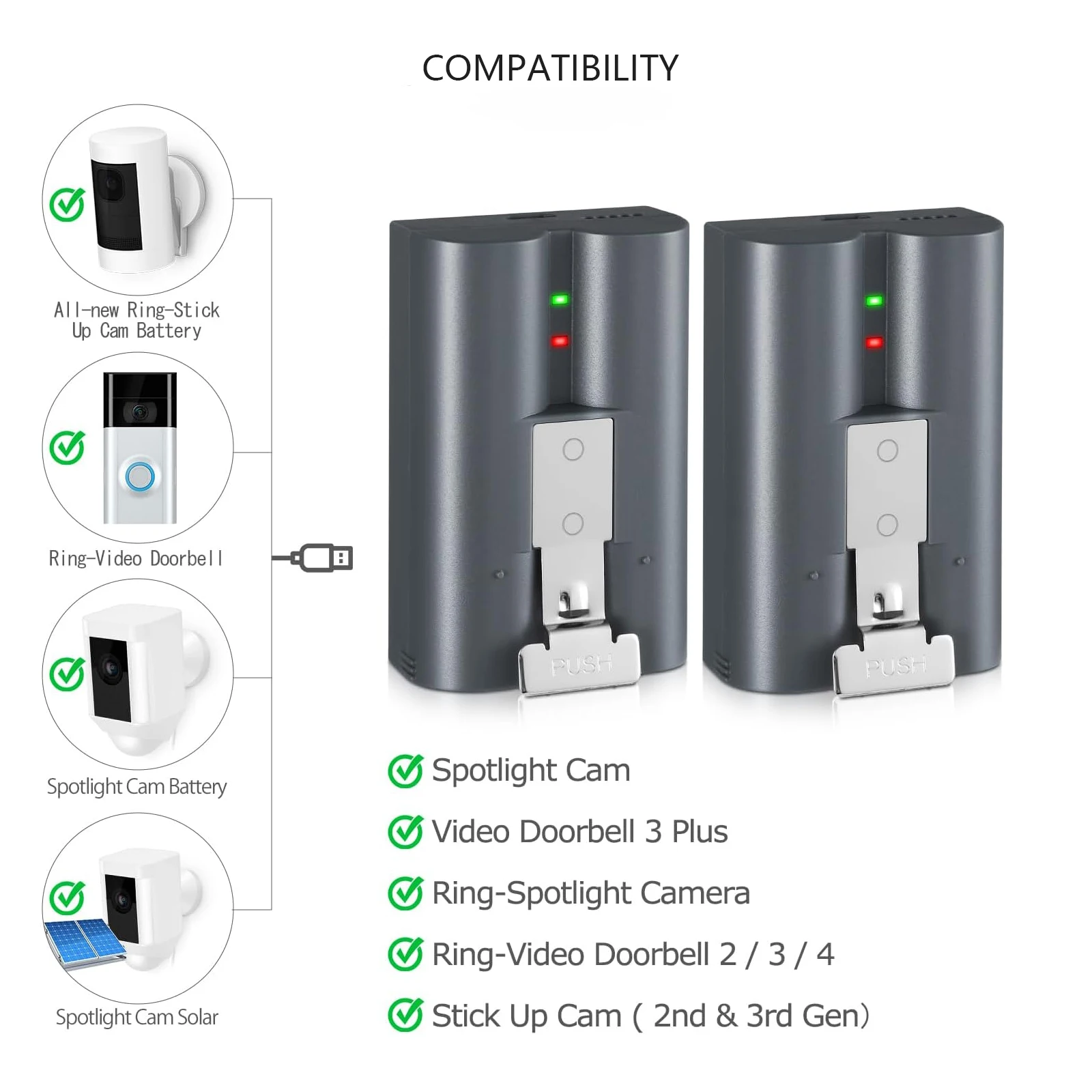 ring stick up cam battery 4点セット Amazon.com: 4 Pack Rechargeable Lithium-Ion V4 Batteries fit
