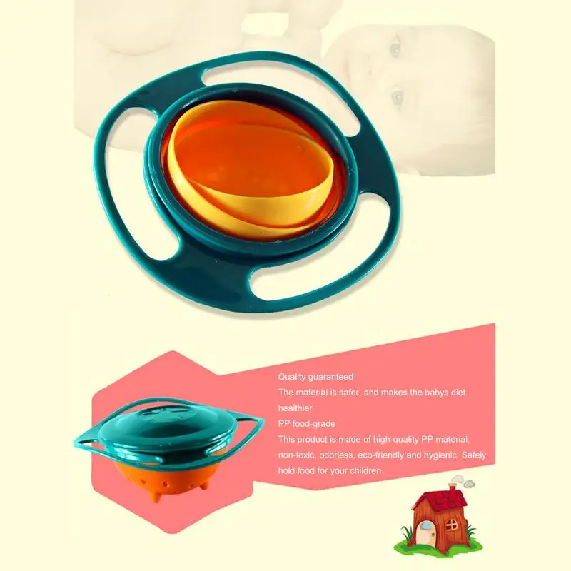 Creative Baby Feeding Dish Cute Baby Gyro Bowl Universal 360 Rotate Spill-Proof Bowl Snack Bowls Children's Tableware