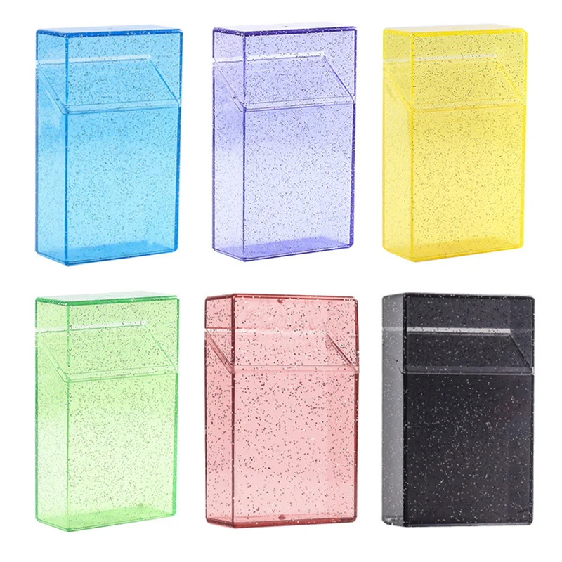 Plastic Clear Thick Cigarette Case Shining Cigarettes Box Portable