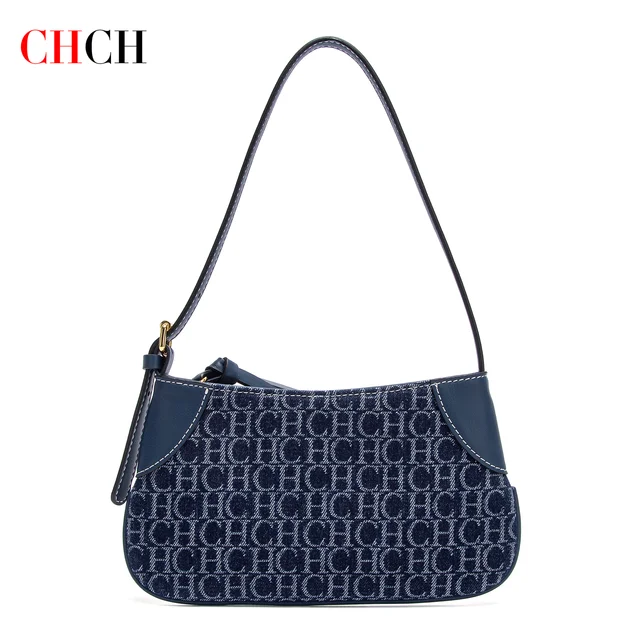 CHCH Women's Handbag 2025 Summer Cowboy Splicing Design Phone Bag Simple Commuter Underarm Bag Wallet 2