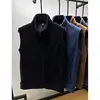 Men's Fce Lined Stand Collar Vest for Workwear Autumn Winter Thiened Durable Youth Faion Zipper Decoration Regular Fit