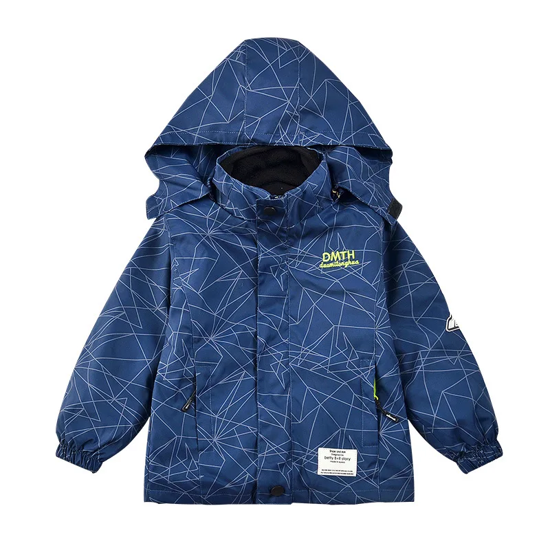 Boys' Jackets Medium and Older Children's Thickened Jackets Autumn Clothes New Children's Clothing Removable Windproof