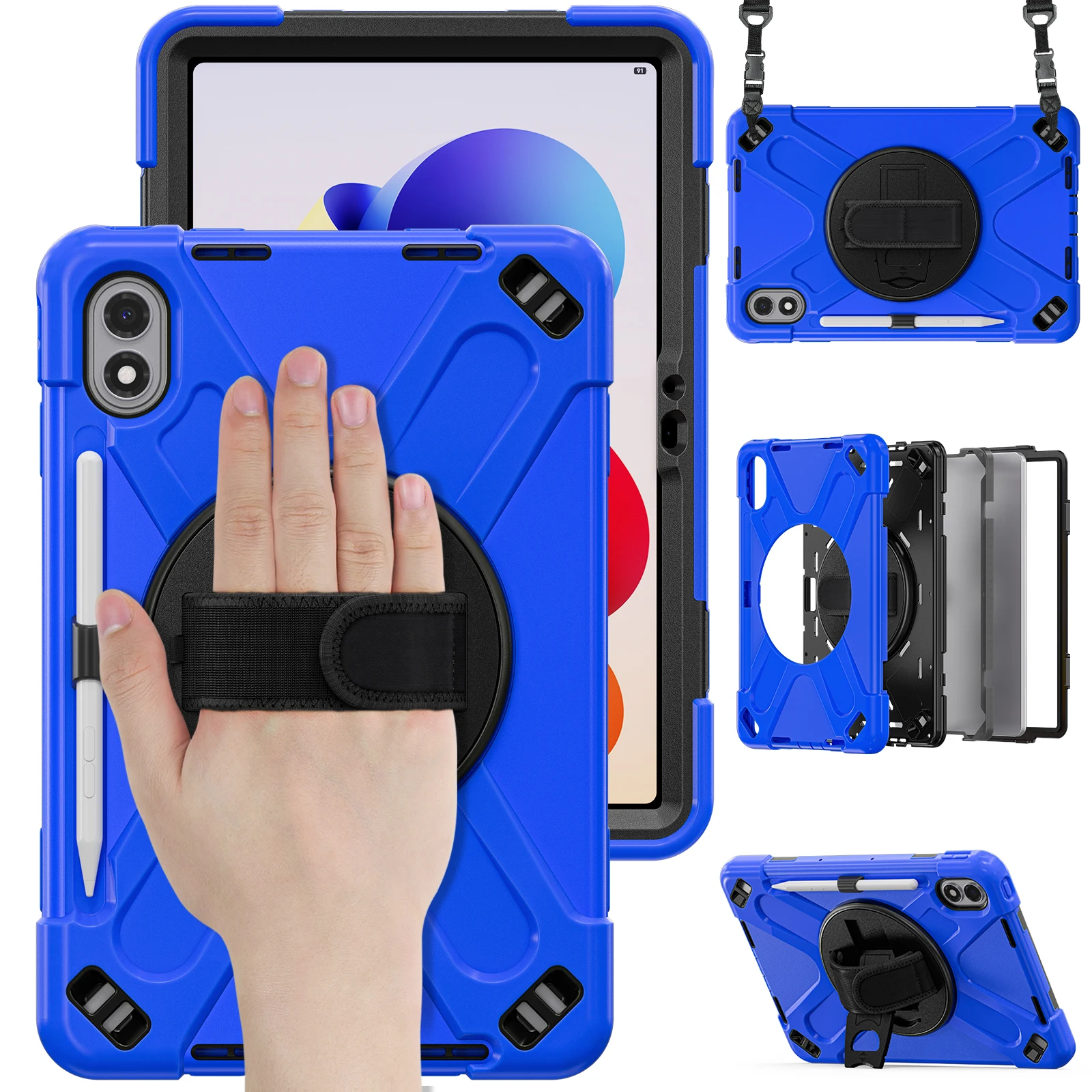 Rotating Armor Tablet Case with Kids Wristband Stand