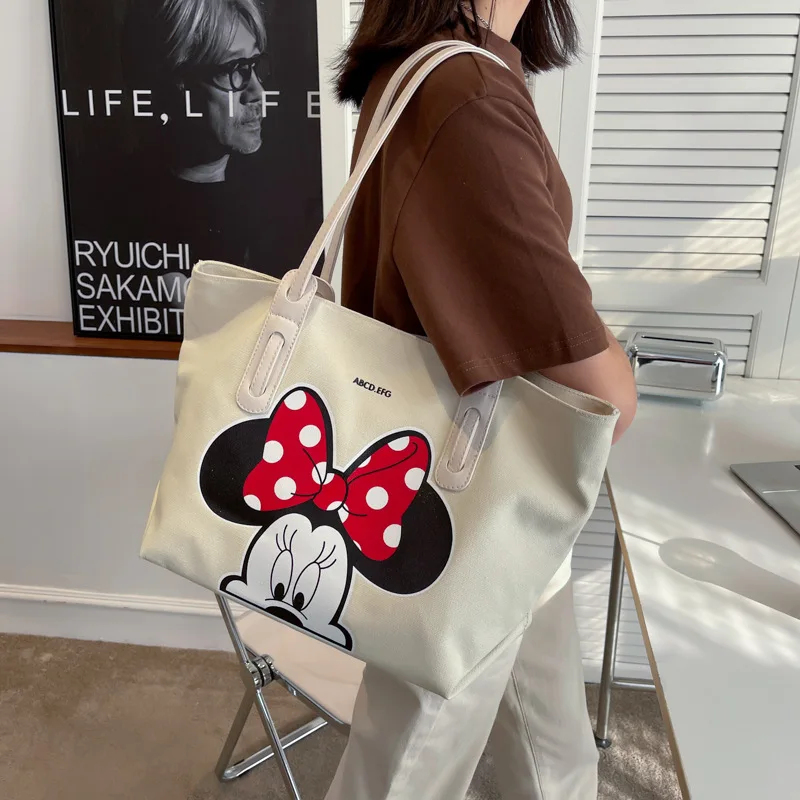 Disney Mickey New Canvas Handbag Luxury Brand Women's Shoulder Bag Large Capacity High Quality Fashion Travel Storage Bag