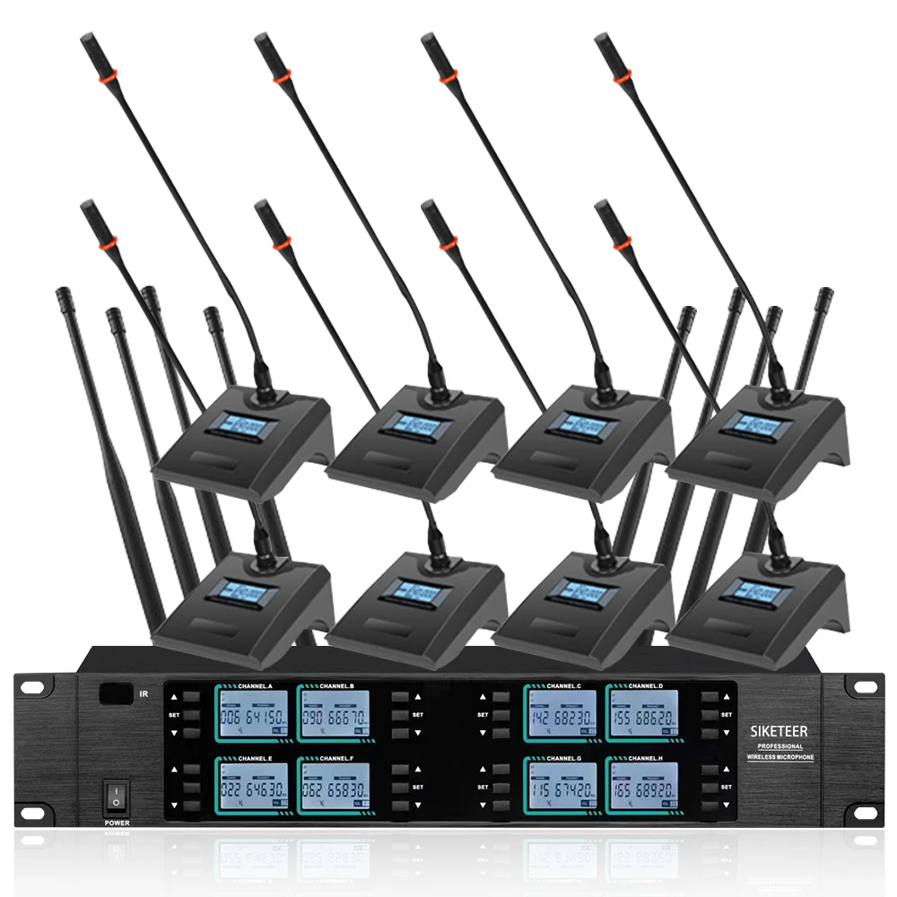 전문 무선 UHF 마이크, 8 채널 헤드셋 마이크, 교회 학교 무대 공연에 사용