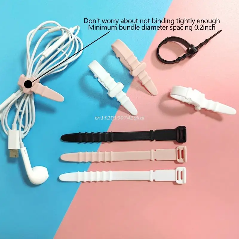 Silicone Cable Ties 20 Pcs Cord Organizer Management Wrap Straps for Bundling Desk Cable Cords & Wires Easy to Use cable organizer,cable ties,cable tie