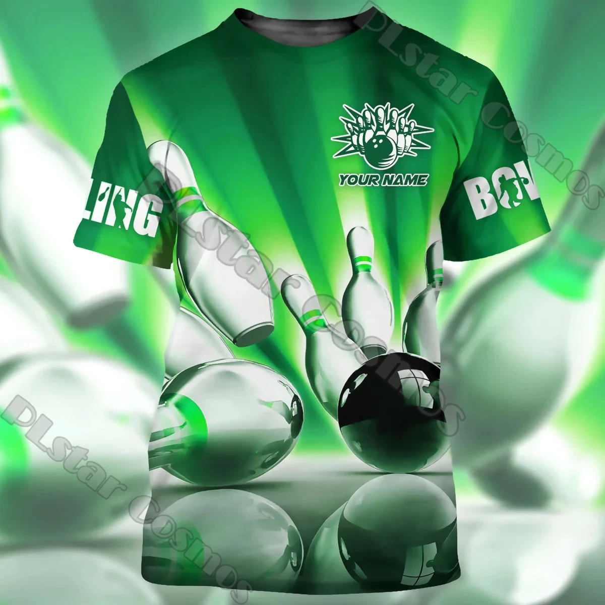 PLstar Cosmos Sommer Neuestes Herren-T-Shirt mit individuellem Namen, Bowling, 3D-gedruckt, Unisex, lässiges T-Shirt, Geschenk für Bowlingspieler DT202 – Detail 25