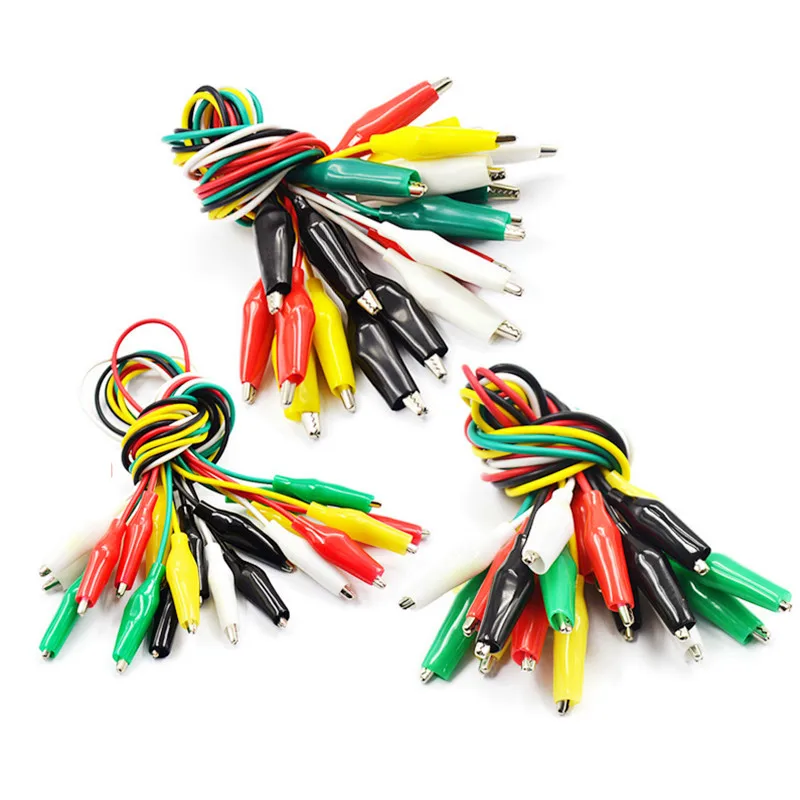 Color Alligator Clip Electric DIY Small Battery Power Cord Sheath Electric Clamp Double Head Test Clamp 10pcs 50cm 28mm35mm45mm