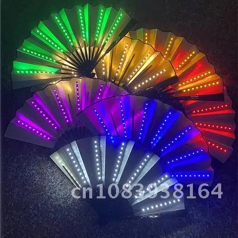 

Lights Fan Dancing Glow Folding LED Fan Night Show Fluorescent Bar Night Club Party Gifts Glow In The Dark Festival Accessories