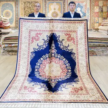 170x253cm Hereke Carpet Rectangle Vantage Blue Turkish Rugs For Sale Silk (CQG20A)