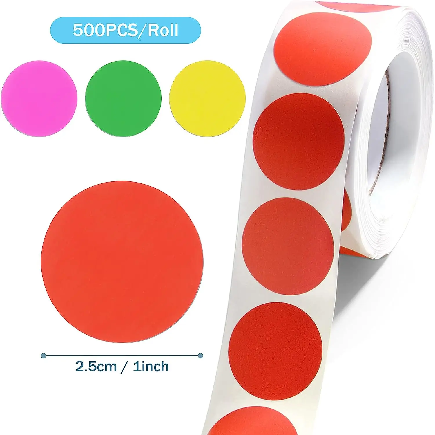 사무실용 컬러 원형 도트 스티커, 탈착식 컬러 코드 도트 스티커, 라벨 롤 라벨 스티커, 2000 개