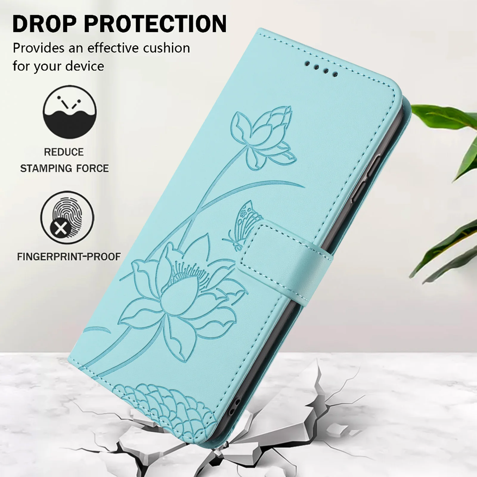 Floral Embossed Leather Wallet Phone Case Cover