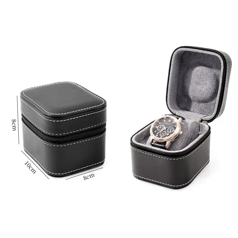 Travel Watch Organizer | Single PU Leather Watch Case with Removable Cushion, Portable ... - SKU PWBC1131 - UGI Packaging