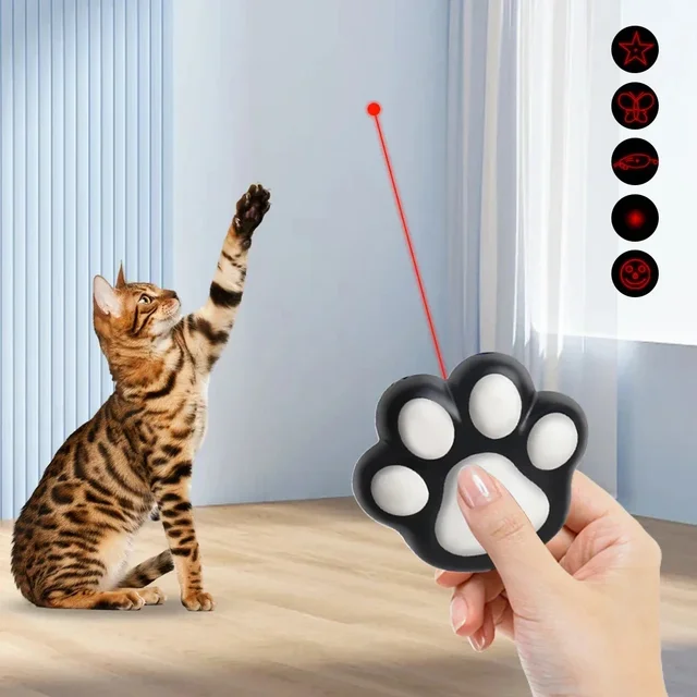 Delightful LED Laser Transform Pattern Cat Toy USB Rechargeable Interactive Animation Pointer Durable Ideal Training Toy for Cat 1