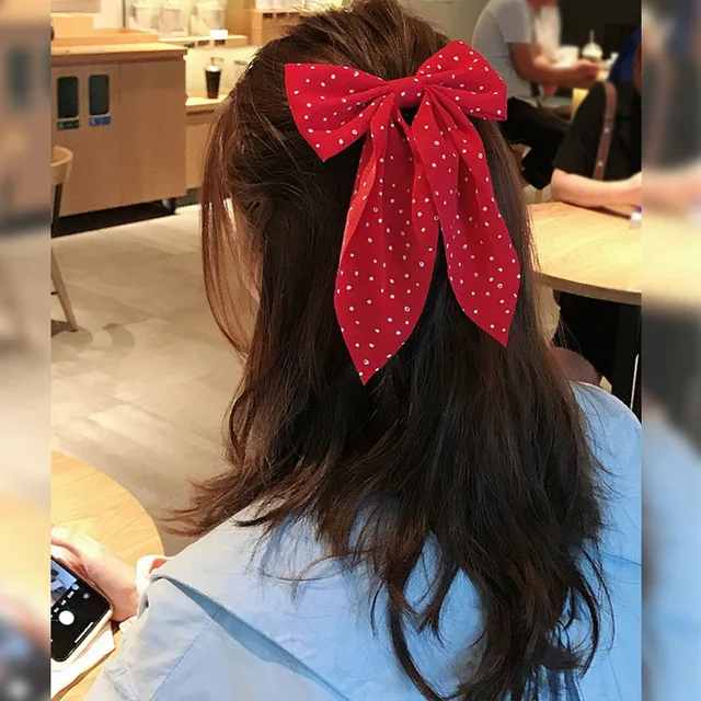25 Style Korean Dots Floral Big Bow Hair Clip 3