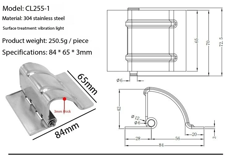 Description Picture 4 of itemCL256 concealed cabinet door load-bearing CL255 stainless steel welded hinge concealed equipment door chain hardware